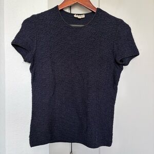 GIORGIO ARMANI LE COLLEZIONI BLUE KNIT SHORT SLEEVE TOP WOMENS 4